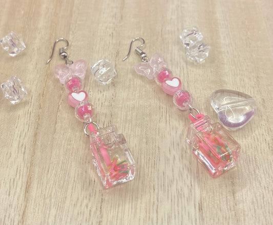Beaded Strawberry Milk earrings