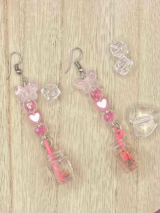 Beaded Strawberry Milk earrings