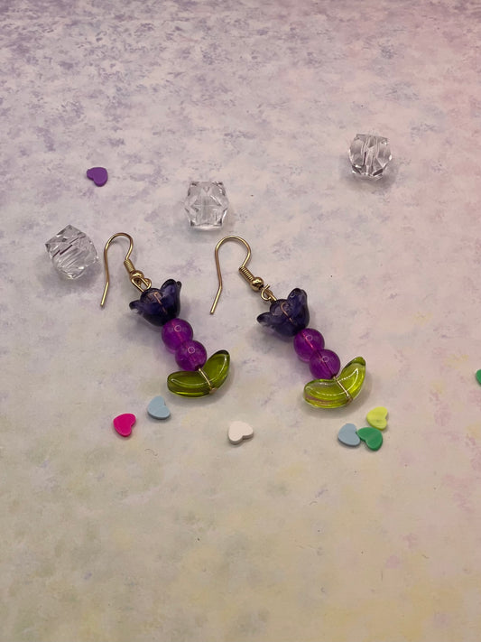 Purple flower earrings