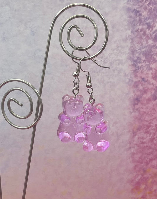 Purple gummy bear earrings