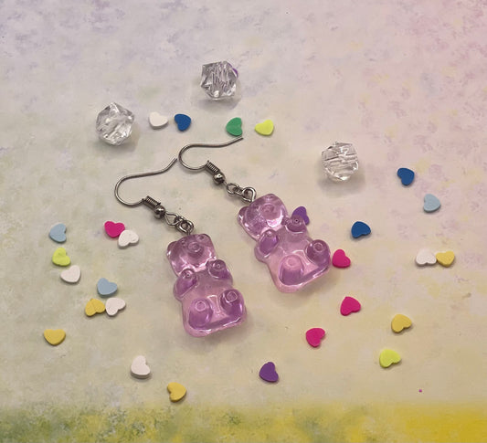 Purple gummy bear earrings