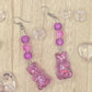 Purple beaded Gummy Bear earrings