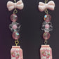 Strawberry Milk Earrings with Bows