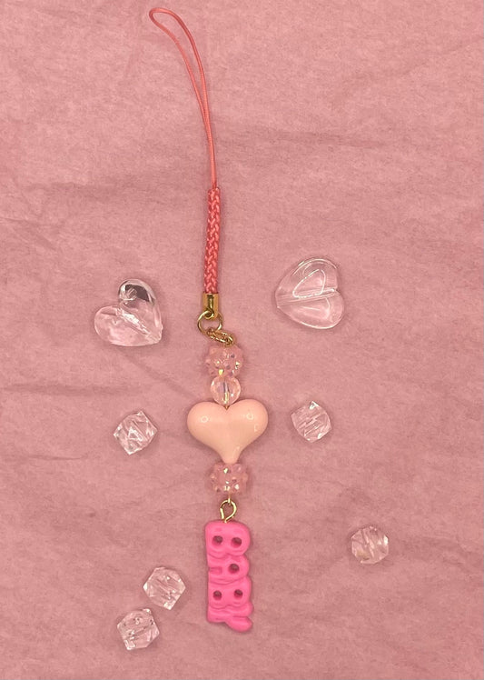 Pink Heart Phone Charm