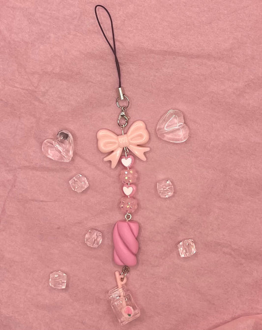 Pink Bow Phone Charm