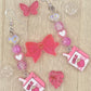 Beaded Heart Strawberry Milk Earrings