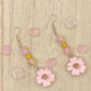 Beaded Pink Flower Earrings