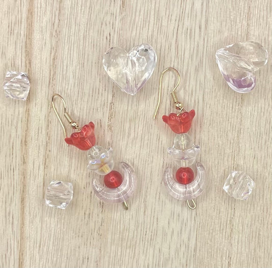 Red Flower Moon Earrings