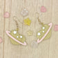 Light Green Heart Planet Earrings