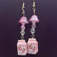 Strawberry Milk Earrings with Flowers