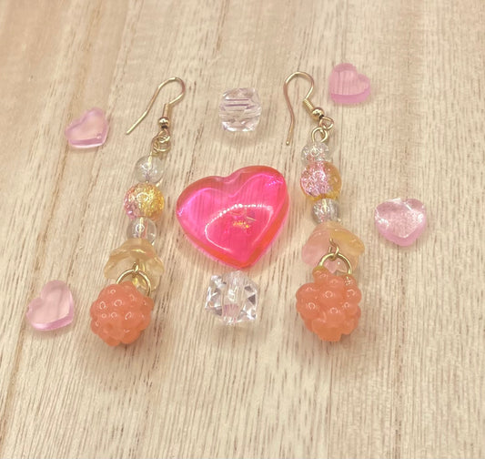 Beaded Pink Raspberry Earings