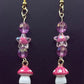 Dark Pink Mushroom Earrings