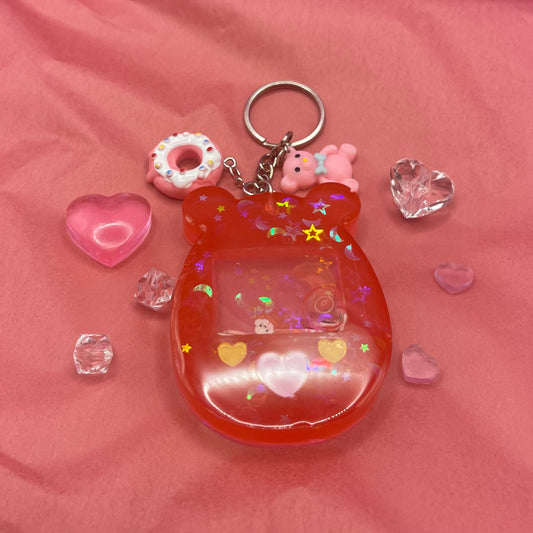 Red Gamer Bear Shaker Keychain