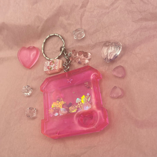 Pink Crane Game Shaker Keychain