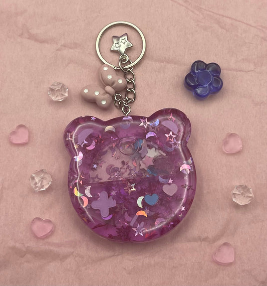 Purple Gamer Bear Shaker Keychain