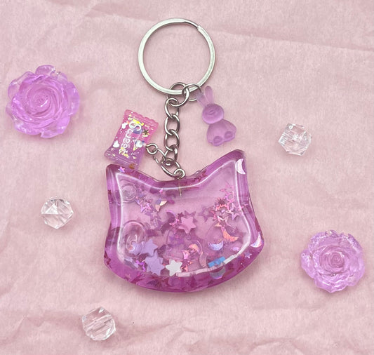 Purple Cat Shaker Keychain