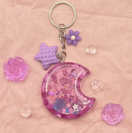 Purple Moon Shaker Keychain