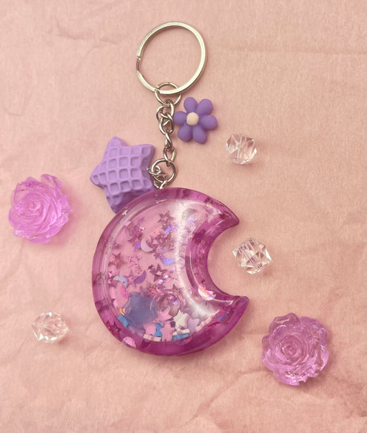 Purple Moon Shaker Keychain